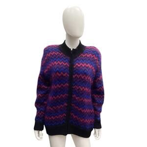 Kerri & Kelsey Women’s Zip Up Cardigan Size M Oversized Black Pink Blue Purple